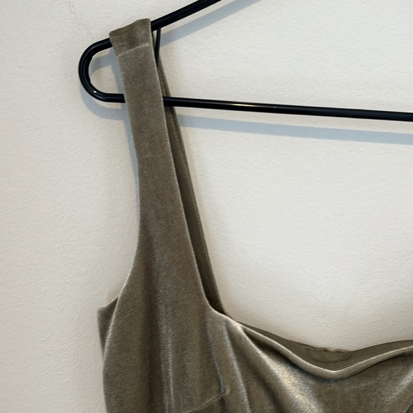 Jenny Yoo Collection for Anthropologie Mara Sage Velour Maxi Dress Women's 12 - Picture 13 of 16